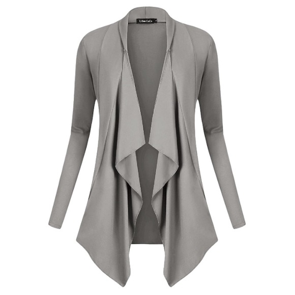 ‼️CLEARANCE Item‼️| Grey Long Sleeve Layered Drape Cardigan - Picture 2 of 8